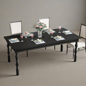 Mesa de Comedor Rectangular de Madera Moderna Estilo Farmhouse 62 para 4-6 Personas, Mesa de Cocina Negra, Mesa Grande para Comedor - Product Image 4
