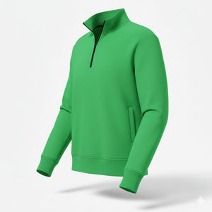 <b>Men's</b> Winter Half Zip Fleece <b>Pullover</b> Sweatshirt Eco-Friendly Knitted Fabric Stand Collar Pocket Design Customizable Sweatshirts - Product Image 4