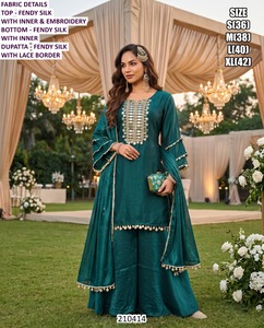 ชุดสูทชีนอนแบบดั้งเดิม Mahira Emerald Charm พร้อมผ้าคลุมบันฮานีแบบยาวถึงพื้น ทรงปกติ แห้งเร็ว สำหรับผู้หญิง เหมาะสำหรับงานแต่งงานและงานปาร์ตี้ทุกประเภท - Product Image 3