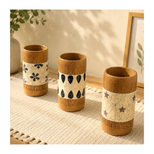 Vaso Frío Clásico de Bambú Hecho a Mano con Incrustaciones de Madreperla, Vajilla Artesanal Vietnamita Ecológica para el Hogar y Cafeterías - Product Image 5