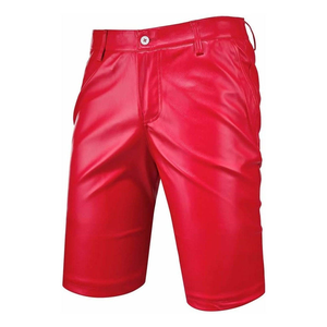 Shorts en cuir véritable de haute qualité pour hommes, décontractés, taille mi-haute, respirants, avec revêtement PU, fermeture éclair, tailles personnalisées, été - Product Image 1