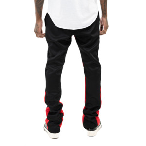 Pantalones Deportivos Negros con Rayas Rojas para Hombre, con Estampado Gráfico Blanco, Cintura Elástica, Estilo Urbano - Product Image 4