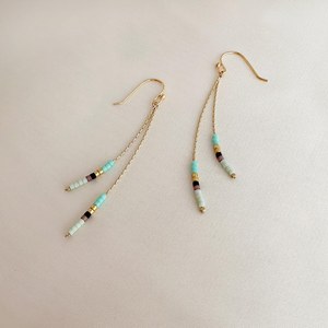 Trendy Seed bead earrings boho earrings western earrings beaded boho earrings minimalist earrings gold beaded earrings By UO - Product Image 1