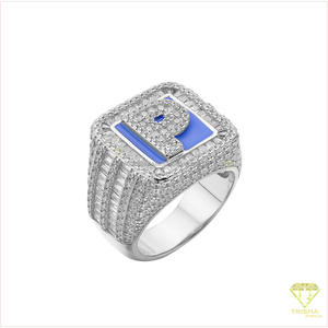 Bague Alphabet Personnalisée en Argent 925 avec Diamant de Laboratoire et Finition Dorée pour Revendeurs en Gros - Product Image 3