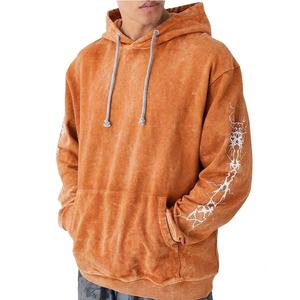 Sweat-shirts à capuche pour hommes de haute qualité, en coton tissé tie-dye, avec fermeture éclair, manches régulières, poche, style décontracté d'automne - Product Image 1