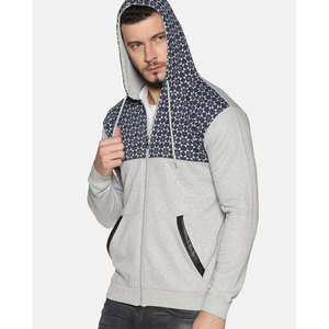 Sudadera con Capucha y Cierre para Hombre, Corte Regular, Diseño de Parches, Estilo Casual Otoñal, Tejido de Poliéster y Algodón - Product Image 3