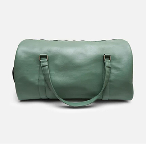 Bolsa de Viaje de Cuero Verde con Cierre de Cremallera, Bolsa de Fin de Semana Resistente Unisex - Product Image 3