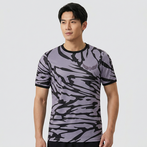 T-shirt camouflage à manches courtes pour homme, 100 % polyester, séchage rapide, coupe classique, col rond, imprimé, 200 grammes - Product Image 6