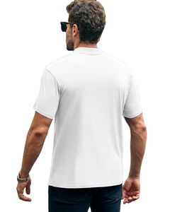 T-shirt homme col roulé en coton 100% très doux et confortable, manches courtes, col montant côtelé, blanc - Product Image 2