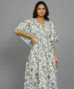 Vestido kaftán indio hecho a mano de algodón, ligero, para la playa, estilo bohemio, ropa de verano para mujer. - Product Image 3