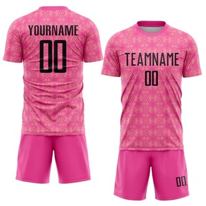 Uniforme de Fútbol Personalizado con Sublimación de Formas Geométricas Rosas, Camiseta Deportiva Transpirable de Manga Corta para Entrenamiento de Equipo - Product Image 1