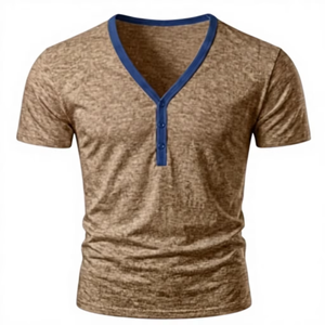 เสื้อยืดคอกว้าง แขนสั้น ทรงปกติ ผ้าฝ้ายออร์แกนิค 100% คุณภาพสูง ไม่ยับ เป็นมิตรกับสิ่งแวดล้อม น้ำหนัก 180 กรัม สำหรับผู้ชาย - Product Image 1