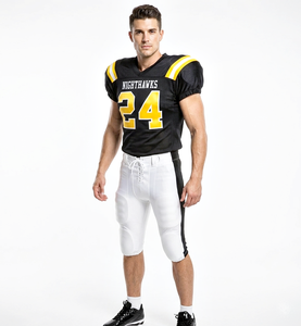 Quick Dry Anti-Bacterial Breathable American Football Uniform Set Black/Yellow Color Combination Premium Quality 100% Polyester - Product Image 1