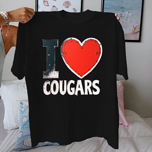 Heart I Love COUGARS Camiseta de mujer de algodón puro ajuste cómodo - Product Image 4