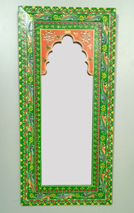 Nirmala Handicrafts Wooden Handpainted <b>Mirror</b> Handicraft <b>Mirror</b> <b>Mirror</b> for Home Living Room Decoration - Product Image 1