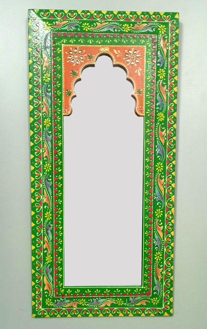 Nirmala Handicrafts Wooden Handpainted Mirror Handicraft Mirror Mirror for Home Living Room Decoration