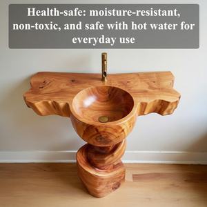 Rustic bathroom vanity sink live edge wash basin <b>wall</b> mount solid wood art decor - Product Image 4