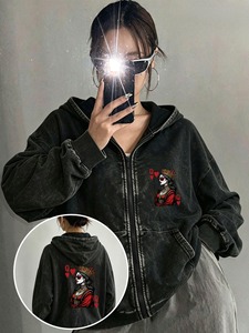 Custom Acid Wash <b>Hoodie</b> Heavyweight <b>Gothic</b> Vintage Washed Pullover Sweatshirt - Product Image 3
