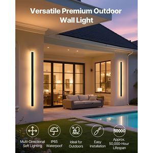 Set di 2 Applique da Esterno Moderne da 47,2 Pollici, Illuminazione Bianca Calda 3000K, Impermeabili IP65 - Product Image 2