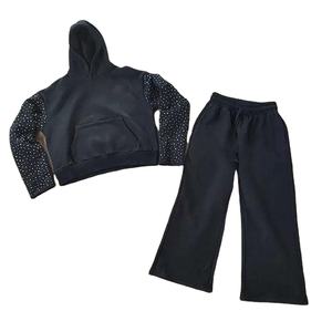 Survêtements pour hommes avec strass, pantalons de survêtement amples, 100% coton, molleton uni, tissu doux, fabrication de vêtements, prix bas - Product Image 1