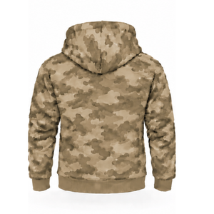 Khaki Camo Tracksuit Unisex Full <b>Zip</b> Hooded Jacket <b>Jogger</b> Pants Set Customized Camouflage Casual Sportswear Training Outfit - Product Image 3