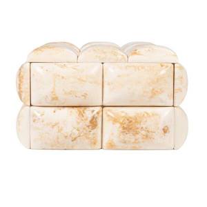 Boîte à bijoux artisanale en résine blanche crémeuse avec incrustations, boîte de rangement rectangulaire multi-usages en laque au design unique - Product Image 3