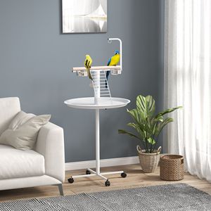 Soporte Redondo para Pájaros con Ruedas, Perchas y Comederos para Loros, Accesorios para Aves - Product Image 1