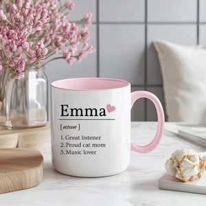 Taza de Café de Cerámica Rosa con Nombre Personalizado, Taza de Regalo Personalizada para Fiestas y el Hogar - Product Image 1