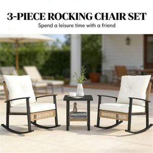 Set di Mobili da Bar Piccoli Bianchi per Cortile e Giardino - Set da 3 Pezzi - Product Image 2