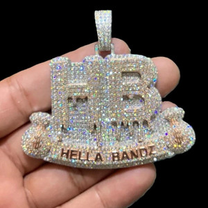 Colgante de Diamantes Hella Bandz, Plata 925 con Baño de Rodio, Corte Brillante, Moissanita VVS, Estilo Clásico, Joyería para Mujer, Compromiso - Product Image 1
