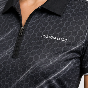 Polo pour femme personnalisé noir à imprimé nid d'abeille, séchage rapide, respirant, manches courtes, uniforme de performance WPS-0730 - Product Image 5