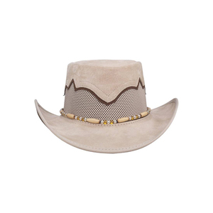 Leather Cowboy <b>Hat</b> Striped Unisex Beaded Mesh <b>Band</b> Beach Outdoor Casual Summer 48-50cm Adult Western Style - Product Image 2