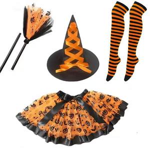 Conjunto de Disfraz de Bruja para Adultos, Elegante y Espeluznante para Halloween, Sombrero Puntiagudo Clásico, Falda de Tul Fluida, Escoba de Bruja - Product Image 6