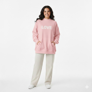 Achetez un sweat-shirt à col montant personnalisé pour femmes, sweat-shirt à col montant doux et surdimensionné pour l'hiver - Product Image 1