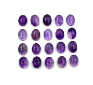Ametyste violette naturelle ovale cabochon, pierre précieuse en vrac 4-10 MM, certifiée IGI pour la fabrication de bijoux - Product Image 2