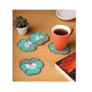 <b>Beaded</b> Embroidery <b>Coaster</b> Bohemian Style 300mm Diameter 5mm Thickness High Durable Home & Hotel Party Use Table Mat - Product Image 2