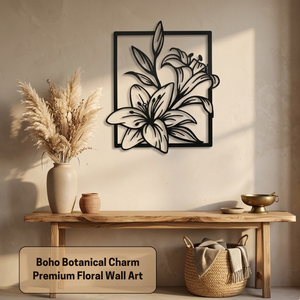 Décoration murale en métal de fleurs de lys de qualité supérieure avec un design floral découpé au laser de précision pour la décoration murale moderne de la maison, du bureau, du café et de l'hôtel - Product Image 4