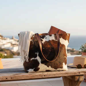 กระเป๋าโท้ทหนังแท้คุณภาพสูง แต่งขนสัตว์ พร้อมงานปักและซิปปิด ดีไซน์วินเทจสำหรับสุภาพสตรี-LHTB-0005 - Product Image 6