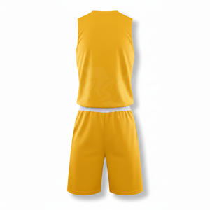 Maillot de basket-ball réversible personnalisé pour équipe, design uni, unisexe, ensemble uniforme 100% polyester à séchage rapide - Product Image 6