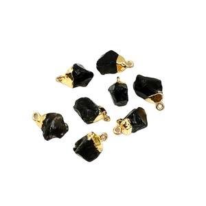 Colgante de Cuarzo Ahumado Natural de 15x10MM – Collar con Dije de Piedra de Nacimiento en Forma Libre Bañado en Oro - Product Image 1