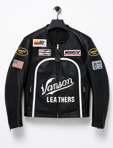 แจ็คเก็ตมอเตอร์ไซค์หนังแท้ Vanson Black Skeleton Streetwear หนังวัวแท้ 100% กันลม เป็นมิตรกับสิ่งแวดล้อม - Product Image 3