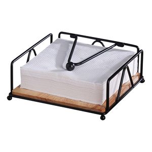 Porta Servilletas de Hierro con Acabado en Polvo Negro Mate y Diseño Floral Moderno, Dispensador de Metal para Decoración - Product Image 2