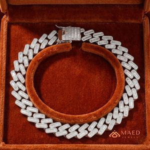 สร้อยคอเงินแท้ 925 ประดับมอสซาไนต์ ดีไซน์แบบ Cuban Link  เครื่องประดับแฟชั่นสำหรับผู้หญิงและผู้ชาย  สไตล์นิวยอร์ก  งานจิวเวลรี่คุณภาพสูง ดีไซน์หรูหรา - Product Image 5
