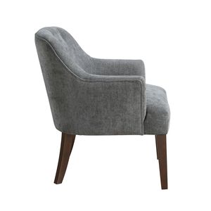 Poltrona Moderna Grigia con Schienale Trapuntato e Telaio Robusto in Compensato, Sedia Imbottita per Arredamento Soggiorno - Product Image 3
