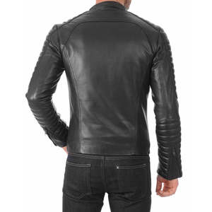 Men's Onyx Black Leather <b>Biker</b> <b>Jacket</b> - Product Image 1