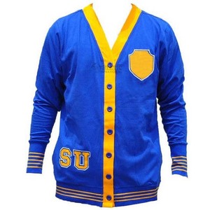 เสื้อคาร์ดิแกนคอวีสีน้ำเงินเหลือง ปักโลโก้วิทยาลัย แขนยาว ตัวอักษร SU เสื้อสเวตเตอร์แบบยูนิเซ็กซ์ ติดกระดุม สำหรับชมรมนักศึกษา - Product Image 1