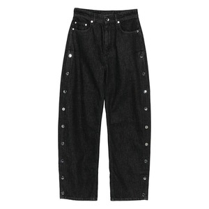 Jeans de mezclilla negros de cintura alta personalizados para mujer, jeans sexys de verano con botones, de buena calidad y cómodos para mujer. - Product Image 5