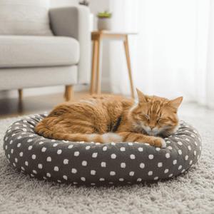Cuccia Rotonda Yommy per Cani e Gatti, Morbida, Calda e Soffice con Design a Pois per Piccoli Amici - Product Image 2