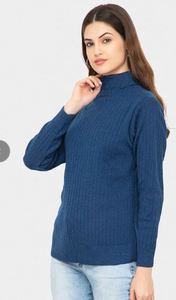 Suéter de punto moderno de cuello alto y estilo oversize, elegante suéter de punto trenzado con cuello alto a precio mayorista por exportador - Product Image 6