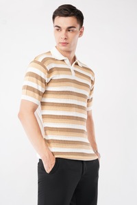 Camiseta Polo de Punto a Rayas Premium para Hombre |   Ropa Casual Transpirable para el Verano - Product Image 2
